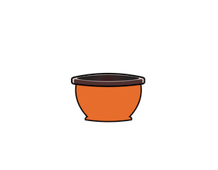 Flat vector illustration of cartoon clay pot isolated on white background