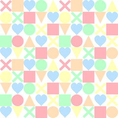 Seamless simple shapes pastel color pattern background textile design for wallpaper, texture, printing, clothing. Vector.