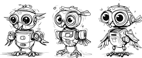 Robot Animal Universe. Coloring books for children and adults as well as tattoo sketches. 