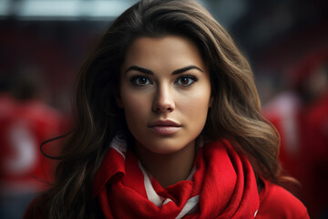 Fototapeta premium Generative Ai picture of various fans are cheering in sports stadium
