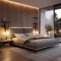 cozy modern bedroom with nice decorations