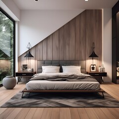 cozy modern bedroom with nice decorations