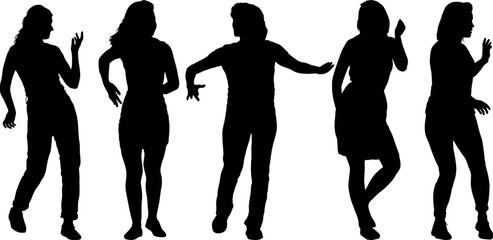 Silhouette of a dancing girl on a white background