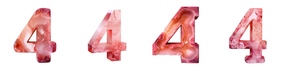 Pink colored number, logotype, number 4 , four isolated on a transparent background