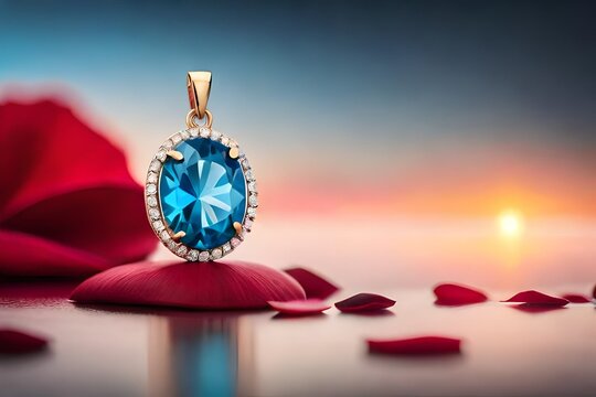 diamond ring with red rose