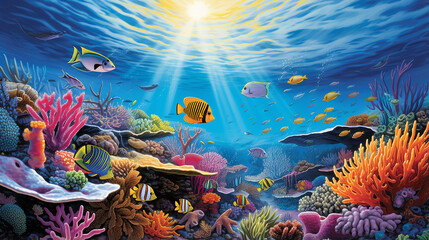 Fototapeta na wymiar Illustration of the Great Barrier Reef, Australia