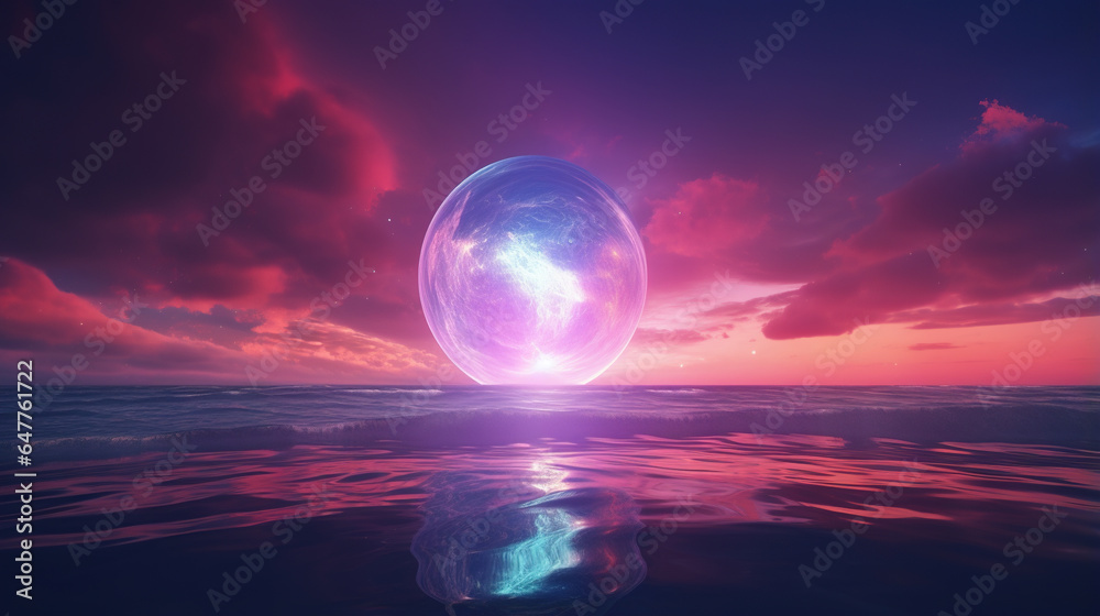 Wall mural Abstract extraterrestrial planet landscape fantasy wallpaper. AI