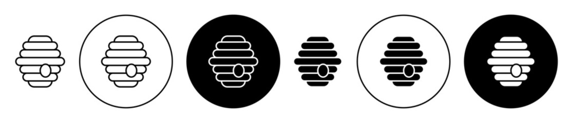 wild beehive icon set. honeycomb vector symbol in black filled and outlined style.