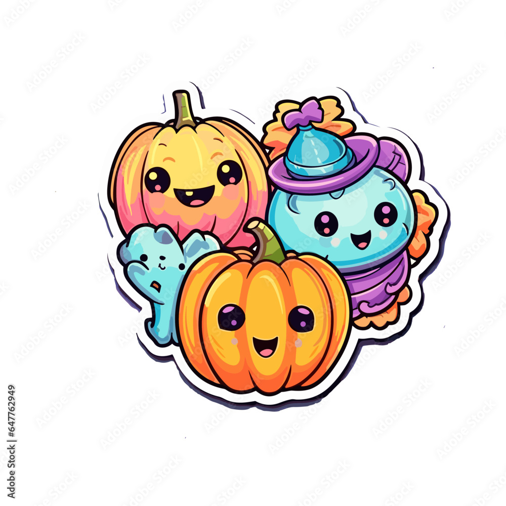 Wall mural sticker halloween kawaii white background