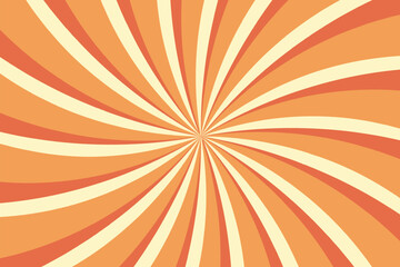 Retro background with curved rays or stripes in the center. Rotating spiral stripes. Sunburst or solar burst retro background. Vector illustration