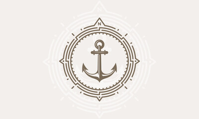 Fototapeta na wymiar Nautical compass and maritime Logo icon isolated marine theme Vector Illustration