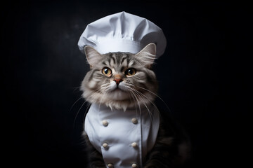 Portrait of cute cat chef  wearing chef suit