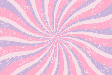 Retro background with curved rays or stripes in the center. Rotating spiral stripes. Sunburst or solar burst retro background. Vector illustration