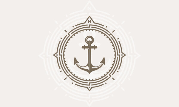 Nautical compass and maritime Logo icon isolated marine theme Vector Illustration