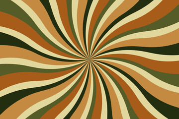 Retro background with curved rays or stripes in the center. Rotating spiral stripes. Sunburst or solar burst retro background. Vector illustration