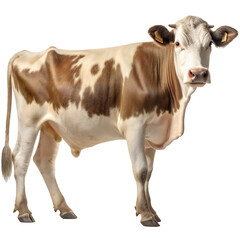 Brown and white cow isolated on transparent