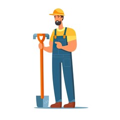 Construction worker. Flat illustration. Build
