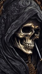 Skeleton Ghost Halloween Costume Illustration Spooky Skeleton Death Skeleton Ghost AI Generative