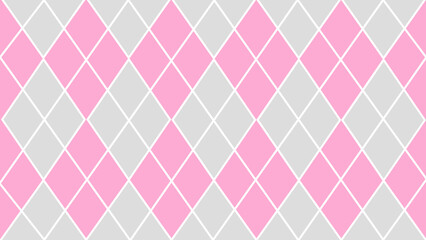 Pink and grey argyle seamless geometric pattern