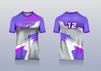 Sport jersey template mockup grunge abstract design for football soccer, racing, gaming, purple color