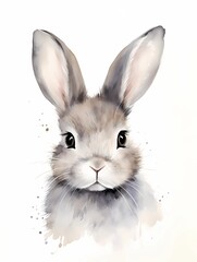 watercolour illustration of a bunny on white background