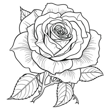 Rose flower coloring Book, Coloring page with roses