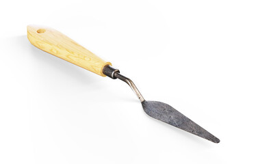 Finishing trowel with yellow black rubber handle 3d render