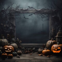 halloween background with pumpkins, generative ai