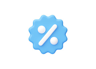 Discount coupon 3d render icon - sale promo label, price tag with percent