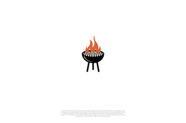 grilled barbecue, bbq vector, steak house, fire grill food and retaurant icon, Vector logo design concept