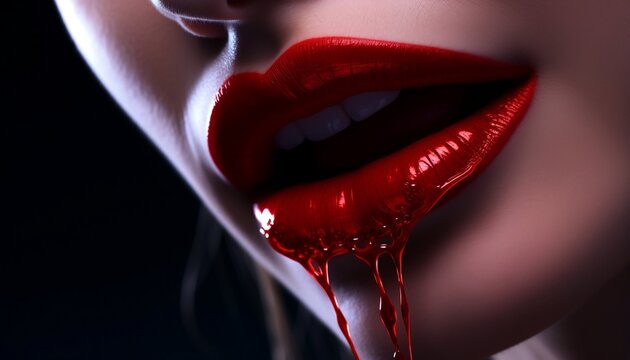 Sexy female vampire lips with blood