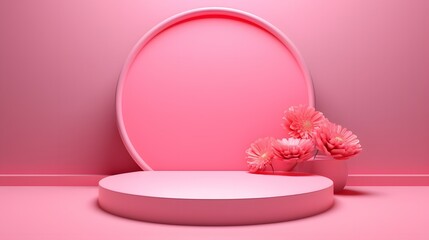 pink podium in 3d