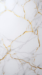 Marble Masterpiece of Kintsugi: Detailed View of White and Grey Marble Enhanced by Shimmering Golden Lines, Reflecting Japanese Craftsmanship and Beauty