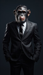 Fototapeta premium Chimpanzee Businessman - Generative AI