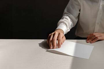Male Hand Holding Paper, Business Planning Concept