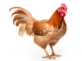 Fototapeta premium Hen on a White Background - Rural Charm - Generative AI