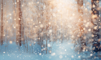 Golden Light Celebration in Snowy Winter Landscape