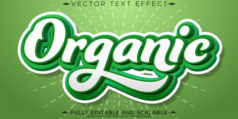Organic green text effect, editable natural and fruit text style