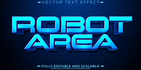 Robot technology ai text effect, editable future and machine text style