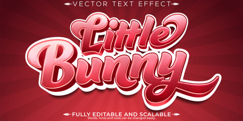 Little bunny red text effect, editable cartoon and kids text style