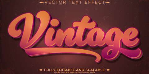 Vintage text effect, editable retro text style