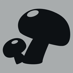 Forest mushrooms. Black silhouette of a mushroom. Vector illustration on a gray background.