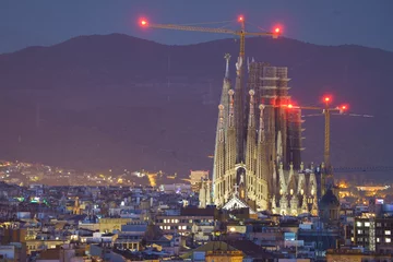 Foto op Canvas Amazing image of extremely crowded buildings at sunset in a big European city (Barcelona, ​​Spain). © janossygergely