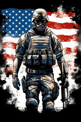 Naklejka premium vector illustration of soldiers and national flag On the occasion of Veterans Day.generative ai