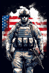 Fototapeta premium vector illustration of soldiers and national flag On the occasion of Veterans Day.generative ai