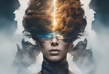 Surreal Double Exposure Portrait, Generative AI © OZMedia