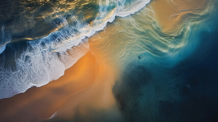 a drone photograph of a sandy beach, in the style of atmospheric abstraction.generative ai