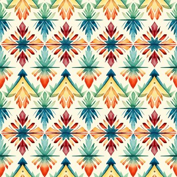 Ethnic Geometric Designs Pattern Symmetry Modern Seamless Stripes Vintage Boho Motif American Aztec Blend Ethnic Symbols Intricacies Encapsulating Essence Tradition Motifs Precision Creating Visually