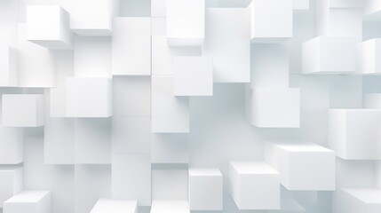 Random white cubes backdrop background. AI generated image - obrazy, fototapety, plakaty
