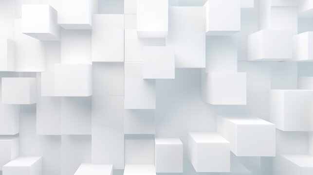 Random white cubes backdrop background. AI generated image